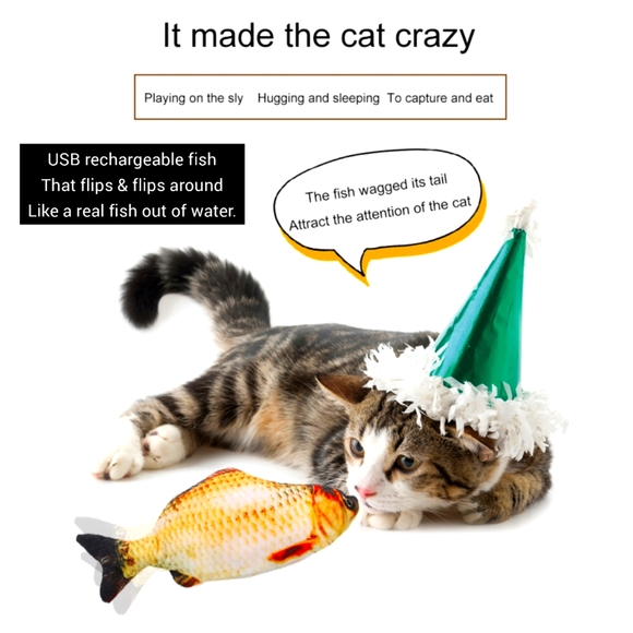 5/25 XL rechargeable cat toy fish flips like a real fish out of water new - Picture 4 of 12
